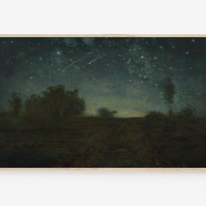 Frame TV Art, Samsung Frame TV Art, Digital Download, Night Sky, Vintage Oil Painting, Stars, Starry Sky, Moody, Starry Night, Evening, Blue