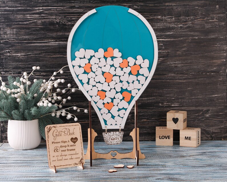 Air Balloon Guest Book Hearts Guest Book Hot Air Balloon Etsy