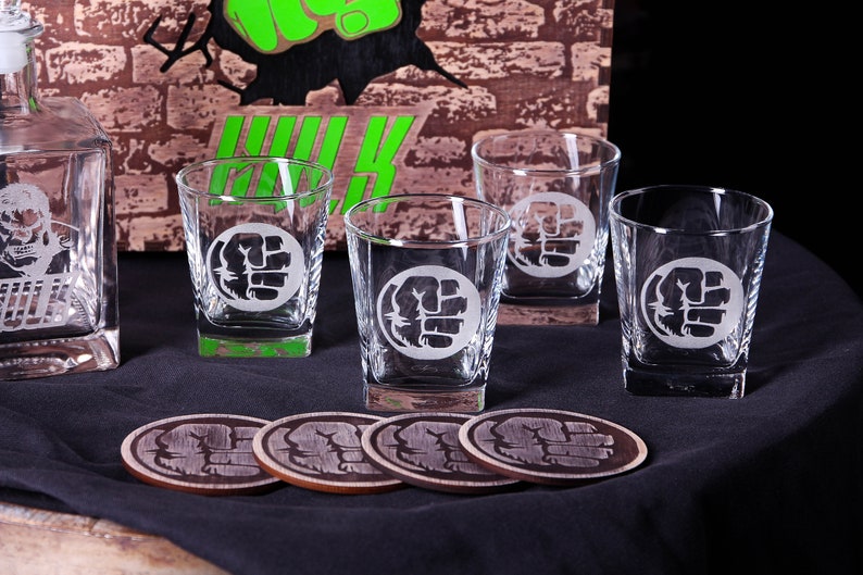 Engraved Decanter Avengers Whiskey Glasses Bourbon Decanter Etsy