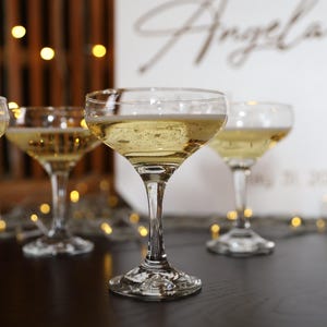 Vintage French Engraved Coupe Set: Elegant Glassware for Weddings, Parties & Holiday Celebrations