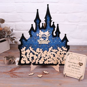 Custom Color Castle Wedding Guest Book Alternative, Wonderland Castle Guest Book Drop Box, Personalized Castle Wedding Guest Book