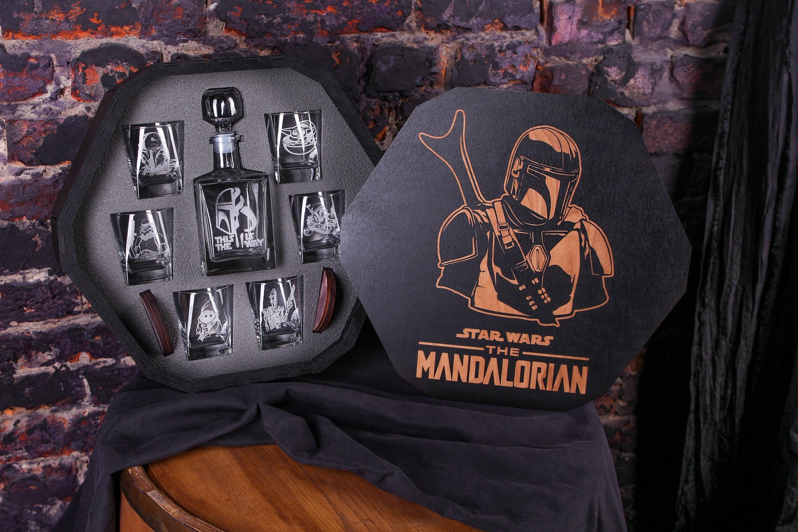 Mandalorian Decanter Set Star Wars gift Star Wars wedding Etsy