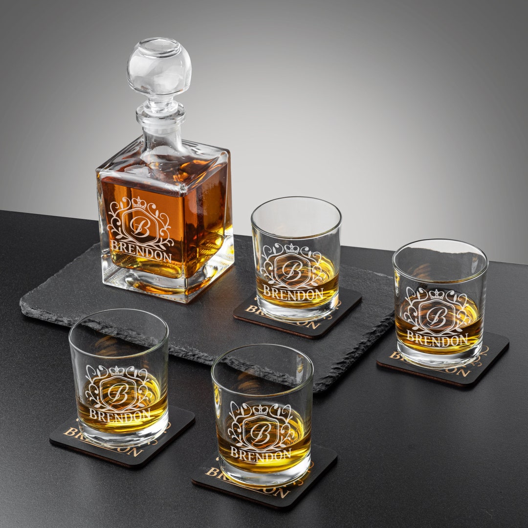Personalized Whiskey Decanter Set, Vodka Glass Set, Custom Shot Glasses ...