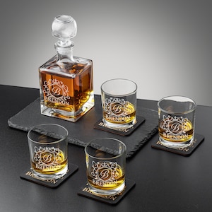 Decanter Set Personalized, Whiskey Glasses, Personalized Glasses, Whiskey Decanter Set, Whiskey ...