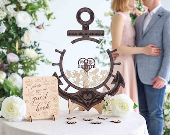 Wedding Guest Book Alternative, Anchor Guestbook, Alternative Guest Book, Anchor with Hearts, Transparent Anchor Wedding Guest Book