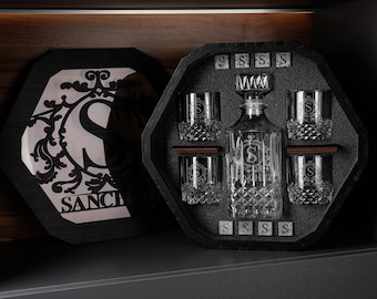 Decantador de whisky personalizado, juego para hombre, juego de decantador de whisky personalizado con grabado premium, regalos para novios, regalos para padrinos de boda