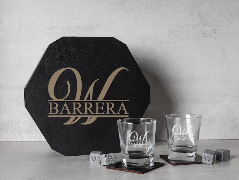 Gafas personalizadas, juego de decantador de whisky, regalo de Navidad, piedras de whisky, juego de decantador de bourbon, vasos de whisky, regalo de padres, regalo para él imagen 6