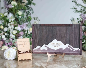 Personalized Wedding Welcome Sign, Unique Wedding Guest Book Alternative, Mountain Wedding Guest Book, Rustic Wedding Guest Book Sign