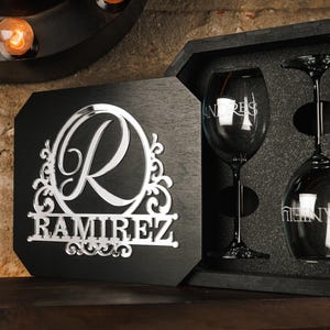Personalized Wine Glass Set in Custom Wooden Box – Engraved Stemware Gift for Couples, Weddings, Birthdays & Bridesmaids