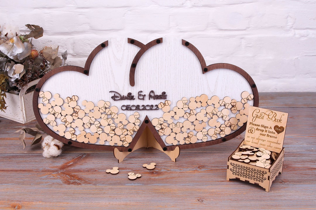Wedding Double Heart Drop Box Personalized Guestbook Etsy