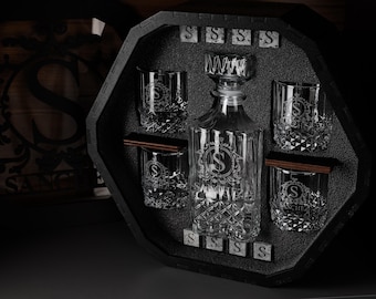 Juego de decantador de bourbon, vasos de whisky, regalo para padrinos de boda, juego de vasos personalizado, regalo para él, regalo personalizado para el Día del Padre, juego de decantador de whisky