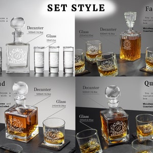 Personalisierte Gläser, Whiskey-Dekanter-Set, Weihnachtsgeschenk, Whiskey-Steine, Bourbon-Dekanter-Set, Whiskey-Gläser, Vatergeschenk, Geschenk für Ihn Bild 3