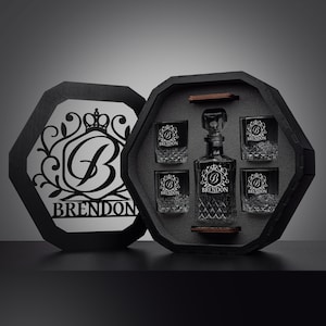Gepersonaliseerde whiskykarafset: bourbonglazen, stalcadeau, gepersonaliseerd gegraveerd vaderdagcadeau