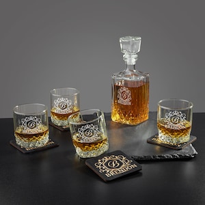 Decanter Set Personalized, Whiskey Glasses, Personalized Glasses, Whiskey Decanter Set, Whiskey ...