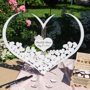 Heart guest book alternative Wedding guest book alternative hearts, Wedding drop box guest book Wood heart guest book Heart shape guest book