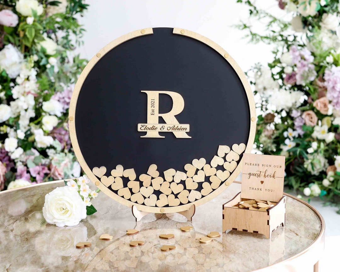 Personalized Round Drop Box Wedding Guest Book Alternative - Etsy