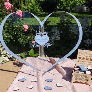 Segno del cuore per matrimonio blu polvere, alternativa al libro degli ospiti per matrimonio, libro degli ospiti personalizzato per matrimonio, decorazione rustica per matrimonio