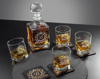 Whisky-Dekanter-Set personalisiert, Geschenke für mich, personalisierte Geschenke für Ihn, Geschenk für Freund, personalisiertes Dekanter-Set mit Box