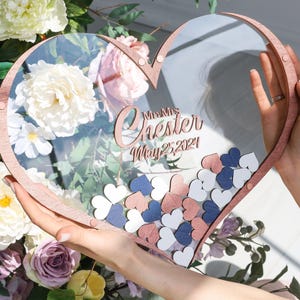 Personalized Transparent Heart Guestbook Drop Box – Unique 3D Wedding Sign & Rustic Keepsake for Couple Anniversary or Welcome Party