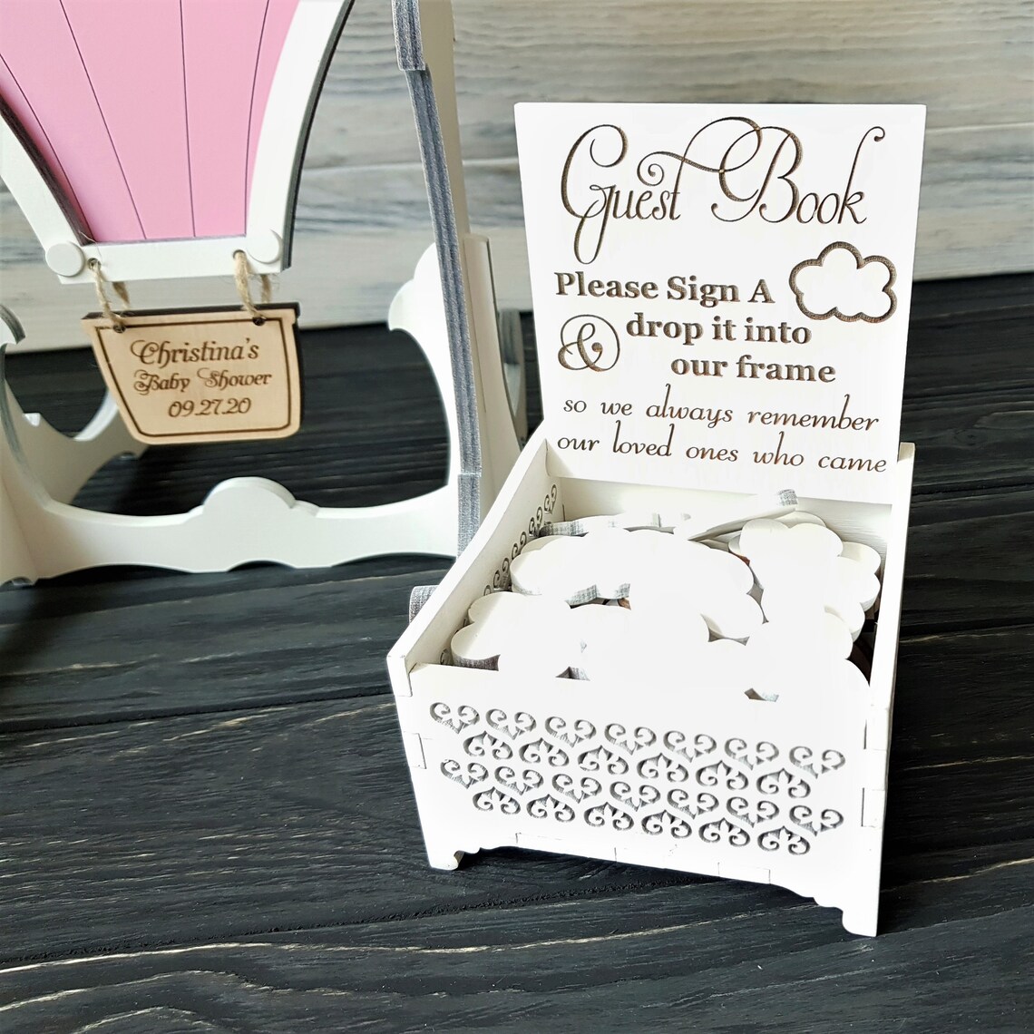 Pink Guest Book Alternative Wedding Gift Ideaflying Balloon Etsy