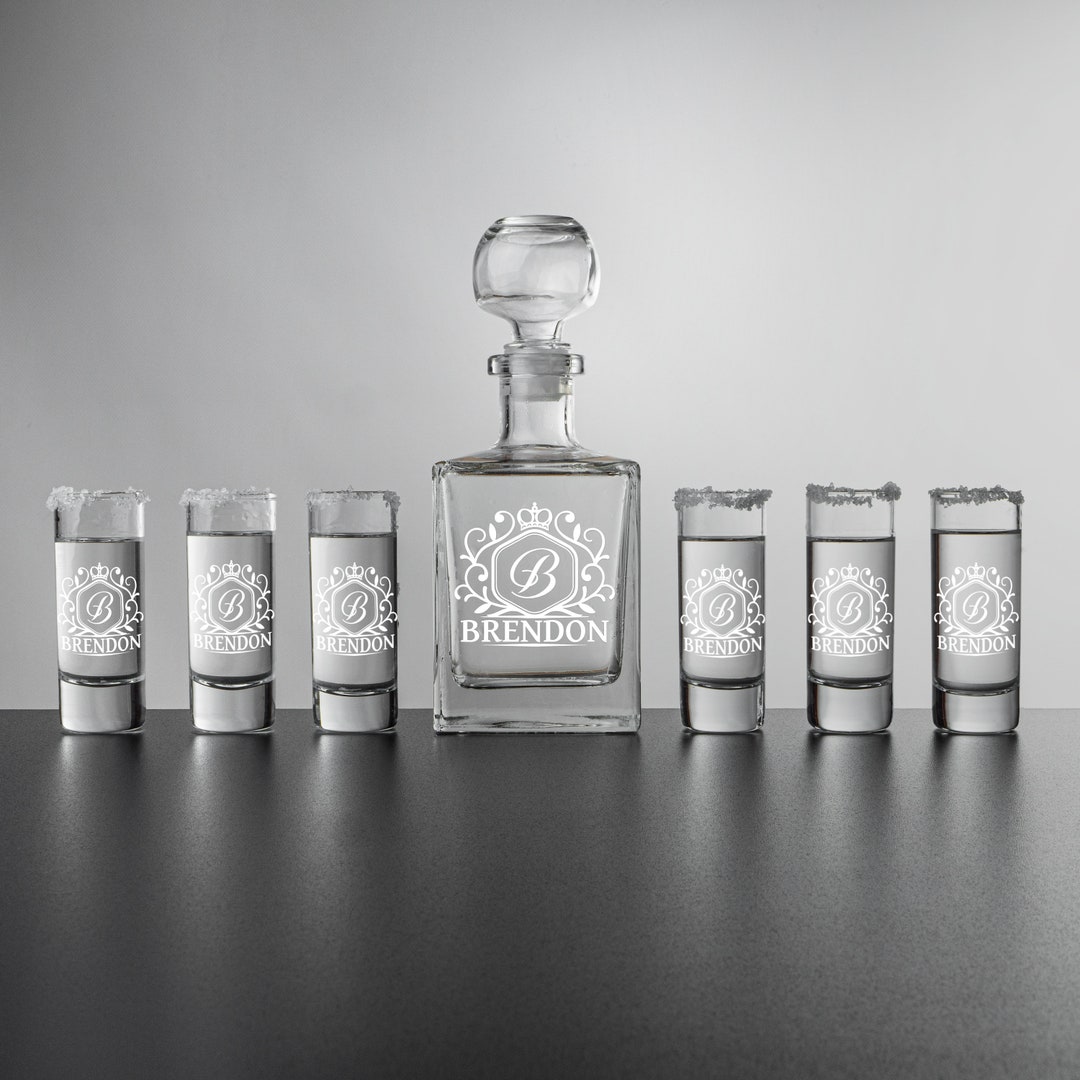 Tequila Decanter Set, Vodka Glass Set, Custom Tequila Glasses Set, Fathers Gift, Vodka Decanter ...