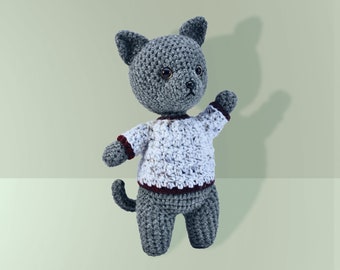Chubby Chums: Cat | They Crochet | PDF Crochet Pattern | Left-Handed Version | Amigurumi