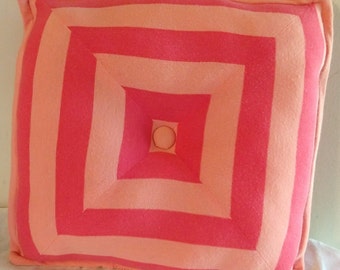 Striped Accent Pillow, Two-Tone Orange Square Design