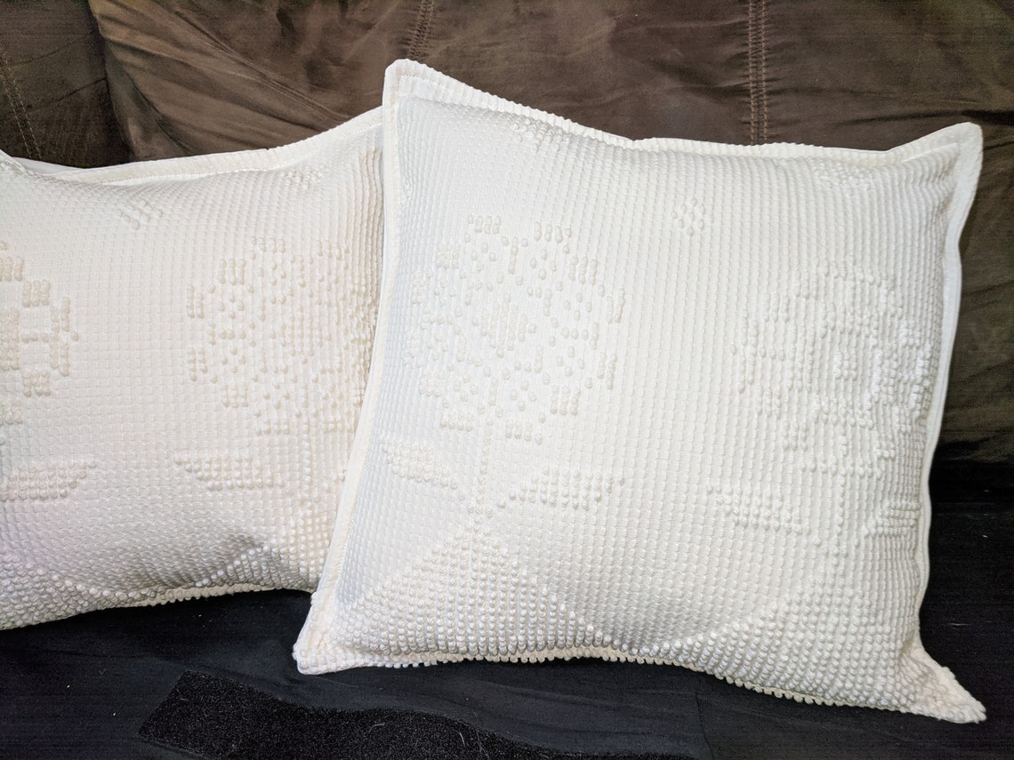 White Flower Pillow, Cover Only Etsy