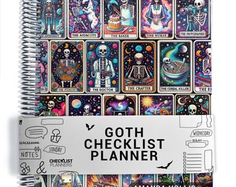 Goth Checklist Planner, To Do List Planner, 2026-2027, Personalized Weekly Planner, Tarot Cards