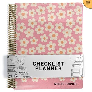 Checklist Planner, To Do List Planner, 2025-2026, Personalized Weekly Planner, Pink Retro Flowers