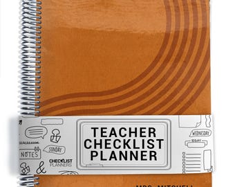 TEACHER Checklist Planner, Lesson Planner, 2026-2027, School Year, Personalized Teacher Planner, Pumpkin Curve Cover