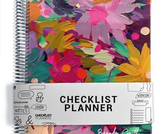 Checklist Planner, To Do List Planner, 2026-2027, Personalized Weekly Planner, Paint Strokes