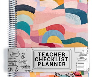 TEACHER Checklist Planner, Lesson Planner, 2026-2027 School Year, Personalized Teacher Planner, Hills and Valleys