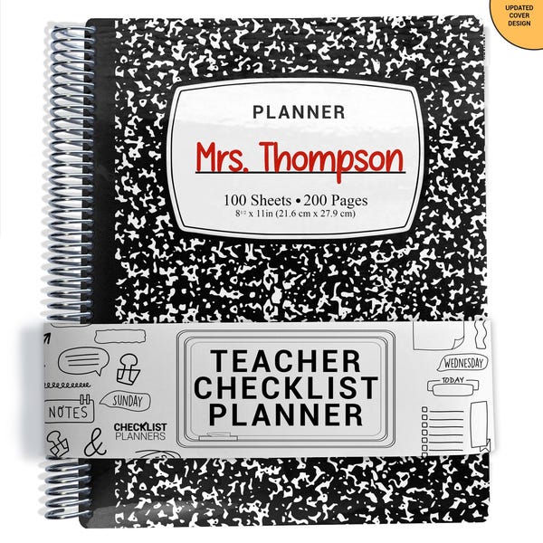 TEACHER Checklist Planner, Lesson Planner, 2026-2027, School Year, Personalized Teacher Planner, Composition