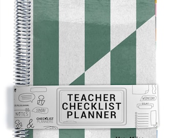 TEACHER Checklist Planner, Lesson Planner, 2026-2027, School Year, Personalized Teacher Planner, Zig Zag