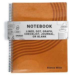 Notebook, Lined, Checklists, Dot Grid, Graph, Journal, Diary, or Blank Pages, Curve Pumpkin - Silver Coil