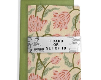 10 Greeting Cards or 1 Card, Blank Cards, Set of 10, Set of 20, Birthday, Christmas, Thank You, Get Well, Holiday, Tulips