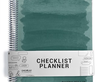Checklist Planner, To Do List Planner, 2026-2027, Personalized Weekly Planner, Blued Greens