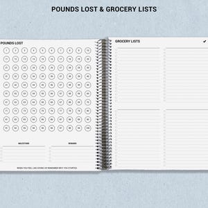 a spiral notebook with a list and grocery lists