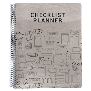 Jahresplaner, 2026, 2027, personalisierter Planer, Einfacher Checklistenplaner, Wochenplaner To Do Liste, Kraft, Pink, Grün, Grau