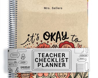 TEACHER Checklist Planner, Lesson Planner, 2026-2027, School Year, Personalized Teacher Planner, It's Okay