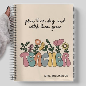 TEACHER Checklist Planner, Personalized Planner, Teacher Planner 2024-2025, Lesson Planner or Hourly Planner, Boho Plants Planner 027