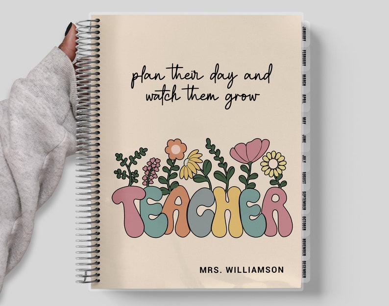 TEACHER Checklist Planner, Personalized Planner, Teacher Planner 2024-2025, Lesson Planner or Hourly Planner, Boho Plants Planner 027 image 1