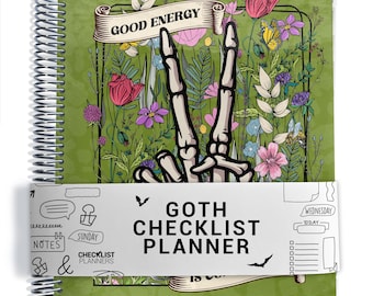 Goth Checklist Planner, To Do List Planner, 2026-2027, Personalized Weekly Planner, Good Energy