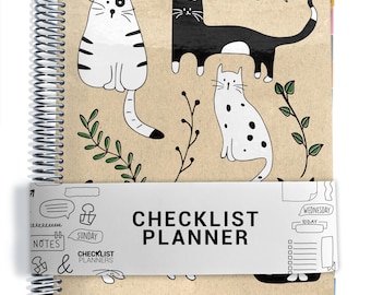 Checklist Planner, To Do List Planner, 2026-2027, Personalized Weekly Planner, Cats