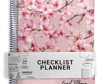 Checklist Planner, To Do List Planner, 2026-2027, Personalized Weekly Planner, Cherry Blossoms