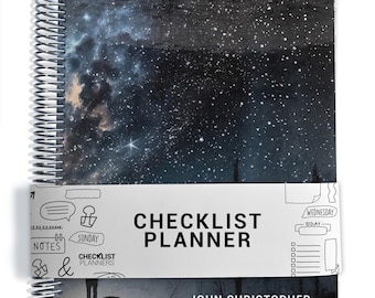 Male Planners for MEN, Checklist Planner, To Do List Planner, 2026-2027, Personalized Weekly Planner, Starry Sky Night