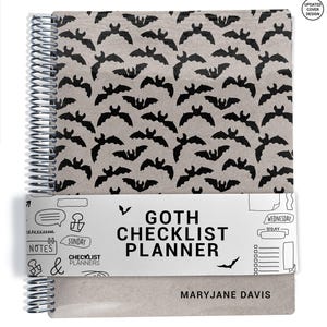 Goth Checklist Planner, To Do List Planner, 2025-2026, Personalized Weekly Planner, Bats