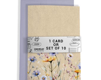 10 Greeting Cards or 1 Card, Blank Cards, Set of 10, Set of 20, Birthday, Christmas, Thank You, Get Well, Holiday, Wildflowers
