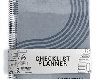Checklist Planner, To Do List Planner, 2026-2027, Personalized Weekly Planner, Blue Curve